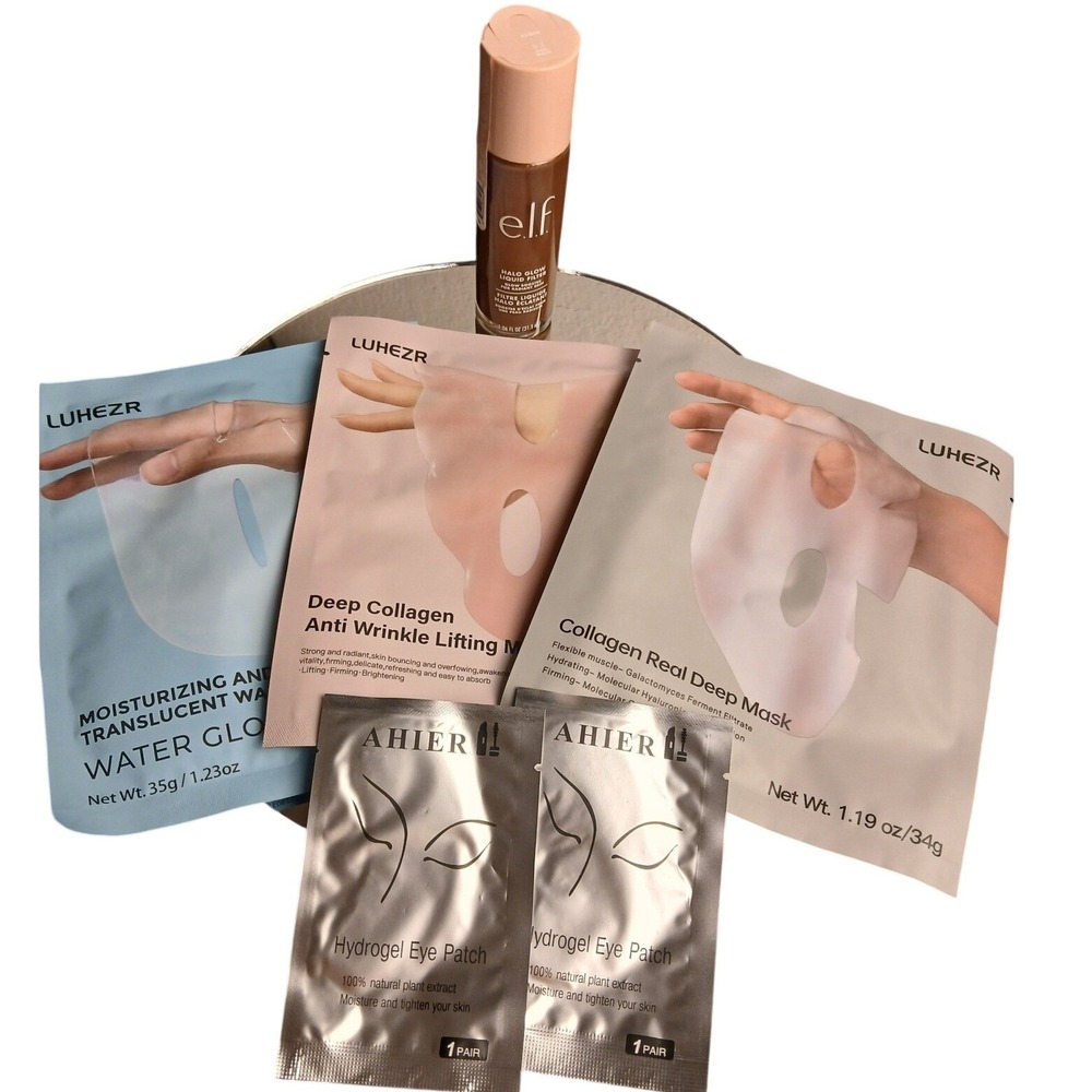 Bundle Face masks & elf Halo Glow Liquid Filter 8.5 Rich Warm Glow 1.06oz NEW